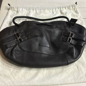 NWT Cole Haan dark chocolate lunch tote Pebbled Leather Bag